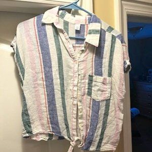 Old Navy Women's Linen Top Striped Size S